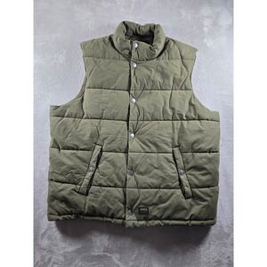 DEUS EX MACHINA Carson Puffer Vest Mens XXL Fit XL Green Snap Full Zip *Read